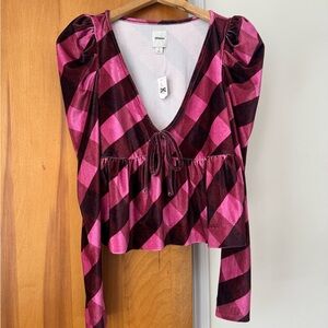 Maeve Pink and Black Checkered Blouse
